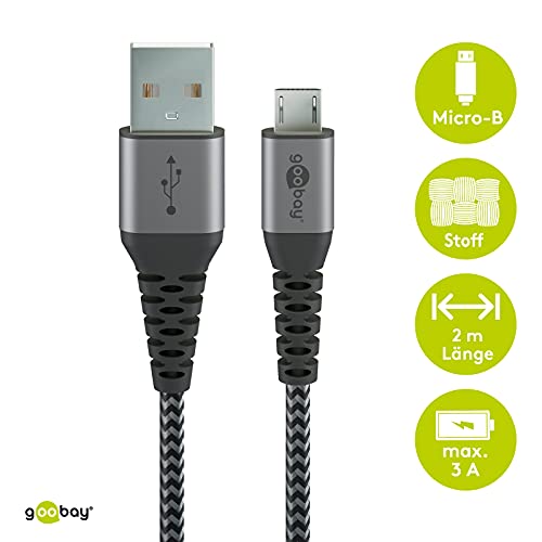 Micro-USB Kabel Goobay 49283 Robustes Textilkabel mit Metallsteckern