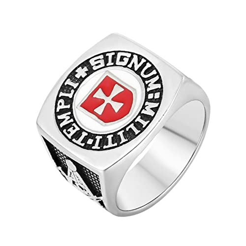 HCMA Bague en Acier Inoxydable pour Hommes Chevaliers Templiers Double Aigle Croix Anneaux...