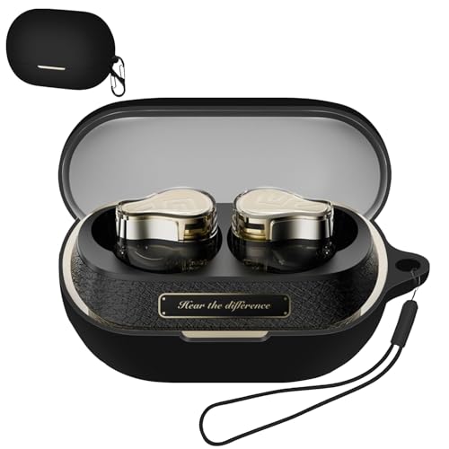 For SOUNDPEATS H3 ケース カバー【HNWEIWEI】 (カラビナ付き+ストラップ付き ) シリコン SOUNDPEATS H3 対応 便利 カラビナ付 旅行 軽量小型 装着充電可能 SOUNDPEATS H3 用 ケース カバー(ブラック