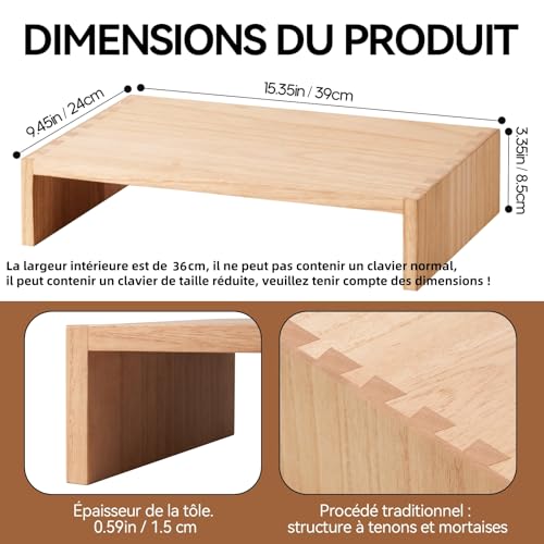 Support de moniteur en bois pour PC lève-bureau et support d'imprimante 39cm - 4