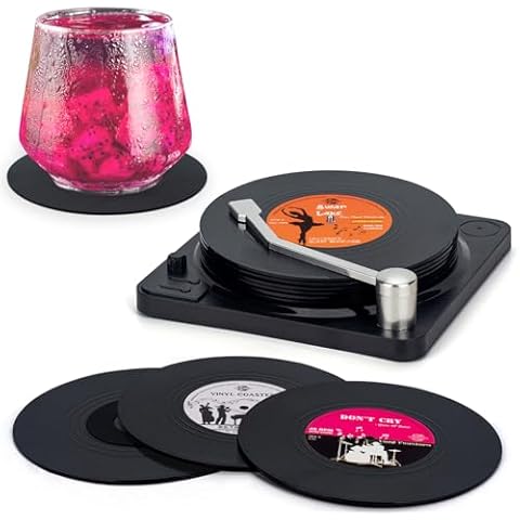 Valdivia Retro Vinyl Record Coasters Set Cover