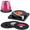 Retro Vinyl Record Coasters with Player, Set of 6 Music Coasters for Drinks