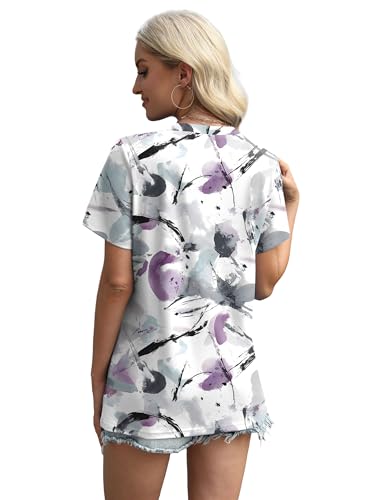 Image of XIEERDUO Womens Summer Tops 2026 Pleated Round Neck Short Sleeve Shirts Business Casual