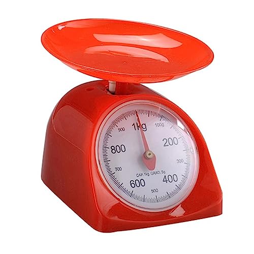 Báscula de cocina redonda Retro Simple y creativa 5KG, utensilios, báscula alimentos precisión Medición Precisa(Red)