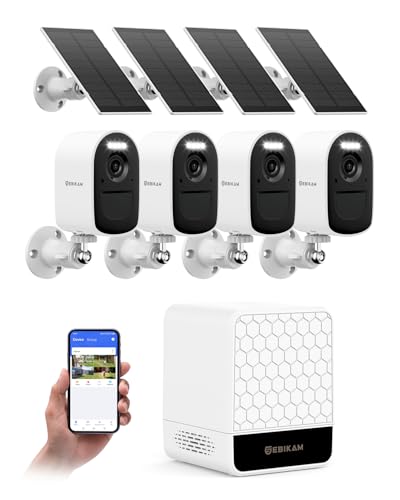 Image of 4MP Security Cameras Wireless Outdoor, 4 Cam-Kit, Solar Powered Home Security Camera System, 5G & 2.4G WiFi, 2K Color Night Vision, PIR /AI Detection, Real-time Spotlight Alarm, Two-Way Audio