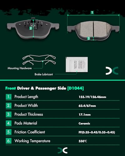 Image of SCITOO D1044 D1665 8PCS Front Ceramic Rear Semi-Metal Brake Pad Sets | Fit 2017-2019 For Ford For For Escape 1.5L,2017-2019 For For Escape 2.5L