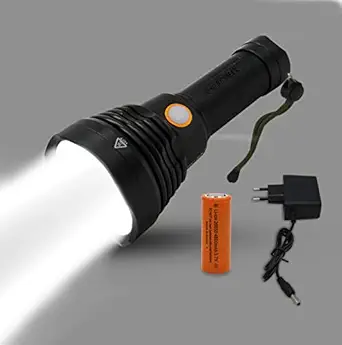 RENMAX Super Strong Bright Beam Led Laser 2Km Range Rechargeable 4800Mah Torch Flash Light Metal- 1Pc, 3000 Lumen