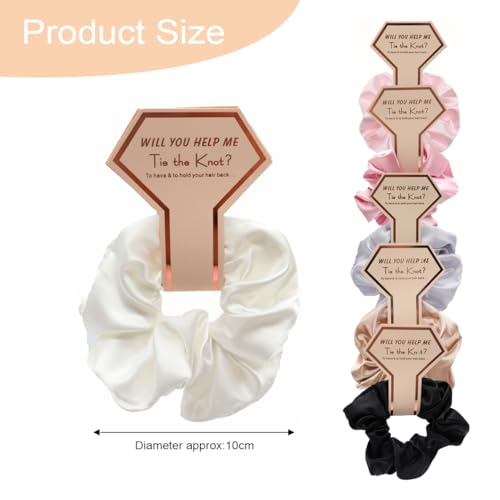 Youery Pack of 6 Scrunchies, Bridesmaids Scrunchies, Premium Satin Hair Bobbles, Soft Elastic Hair Bands - Image 2