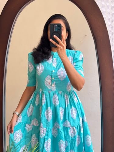 Image of Women's Rayon Maxi Midi Dress Western Dress for Women Elegant Floral Printed Long Dresses