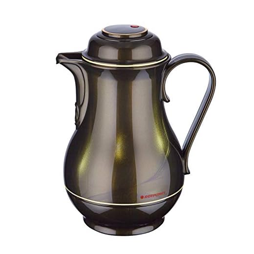 ROTPUNKT Isolierkanne 830 CHRISTA 1,2 l | Zweifunktions-Drehverschluss | BPA-frei - gesundes trinken | Made in Germany | Warm + Kalthaltung | Glaseinsatz | black honey