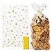 Produktbild 100 Stk 18x30cm Gold Sterne Cellophantüten Weihnachten Plätzchentüten Kekstüten Weihnachtstüten transparent Zellophantüten Geschenktüten Geschenktasche für Süßigkeiten Bonbon