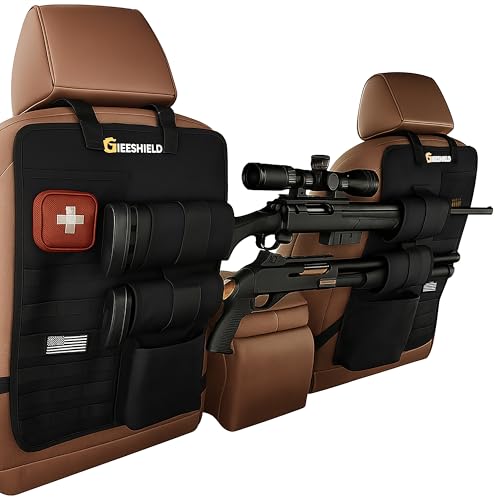 Truck Gun Rackï¼ˆSet of 2ï¼‰, Seat Back Gun Rack with Adjustable Straps, 600D Oxford Cloth, Universal Rifle Holder, PVC Coated, Secure Storage Pockets for Hunting Gear, Easy to Install Vehicle Gun Rack