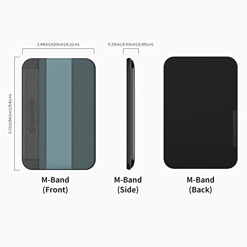 Sinjimoru Soft Wool Band Grip Phone Wallet For Magsafe, Magnetic Phone Card Holder For Back Of Cell Phone Case With Hand Finger Holder For 5 Cards For Iphone 14, 13 & 12 Series. M-Band Blue Grey #TOP5