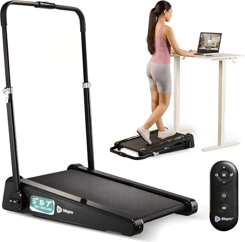 Image of LifePro PacerMini Compact Walking Pad Treadmill with Incline - Under Desk Walking Treadmill for Home Mini Apartment & Office Portable Low Profile Quiet Electric with Remote Control & LED Display