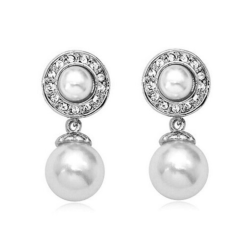Silver ShoppeeDewdrop Rhodium Plated K Cubic Zirconia Alloy Drop Earring for Girls and Women (SSER0227A)