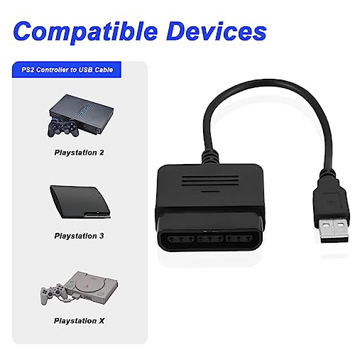 Image of for PS2 Controller to USB Adapter Converter Cable, for PlayStation 2 /3 Female Plug to USB 2.0 Male Adapter Converter Cord for PS1 /for PS2 Controller Gamepad to for PS3 /PC Controller (2 Pcs)