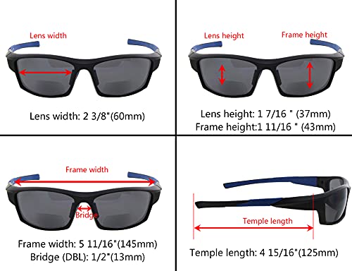 Image of Eyekepper Bifocal Sunglasses for Women Men, Rectangular Frame | Outdoor Sports Bifocal Reading Sunglass, with Readers Built in, Mens Tinted Sun Reader Bifocals, Ladies Cheater,Wrap Half Rim