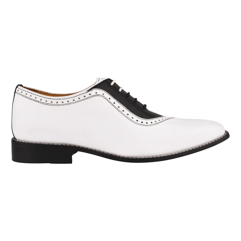 Image of LIBERTYZENO Mens Burnished Toe Genuine Leather Adults Lace Up Oxford Dress Shoes for Easter Gift