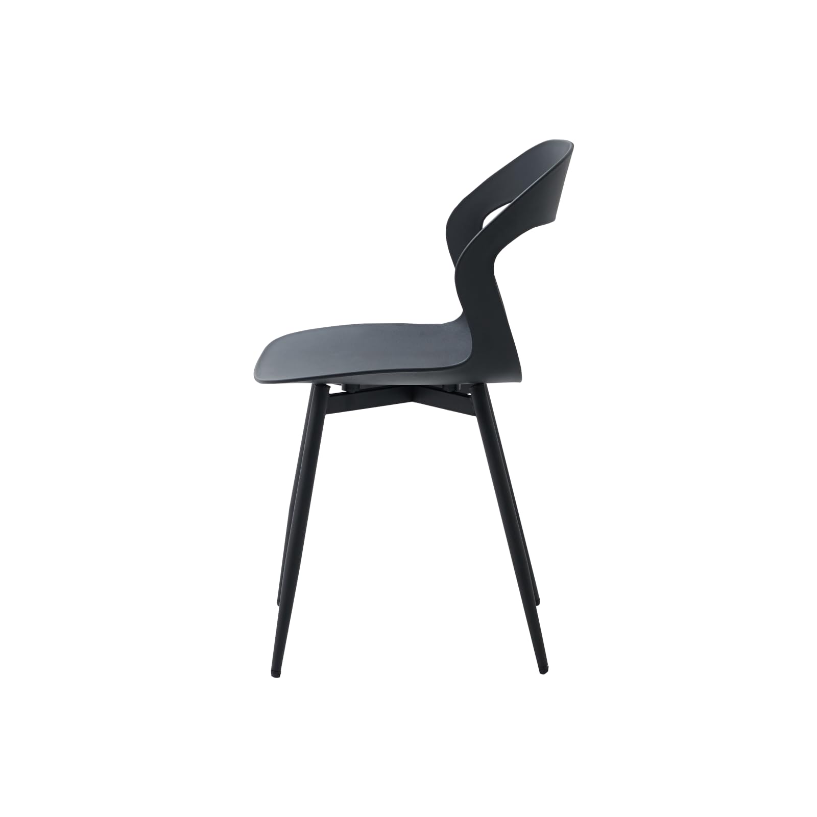 Juego de 6 sillas de jardín de plástico, sillas de terraza, asiento de plástico/patas de hierro metálico, adecuadas para jardín/invernadero/terraza/balcón (negro, 6)