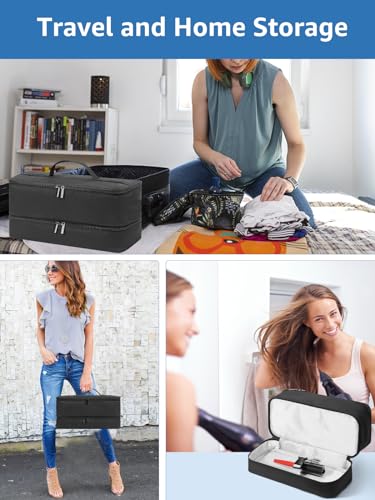 LIONVISON Hair Dryer Travel Bag: Portable Double-Layer Storage Bags - Black Hair Dryer Brush Carrying Case Organiser for Shark Flexstyle/Dyson Airwrap Styler/Volumizer and Attachments - Bag Only - Image 7