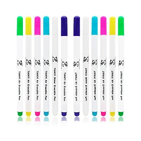 xcpmm Fabric Marking Pens, 12 Pcs Disappearing Erasable Ink Fabric Marker Pen for Quilting, Dressmaking, Sewing Marking & Tracing Tools (6 Colors) Cover