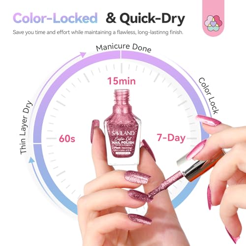 Image of SAVILAND Chameleon Nail Polish Set: 6 Colors Aurora Shimmer Fingernail Polish Holographic Green Purple Red Glitter,Fast Quick-Dry Nail Lacquer Manicure Art Kit for Toe DIY Salon Home 10ml