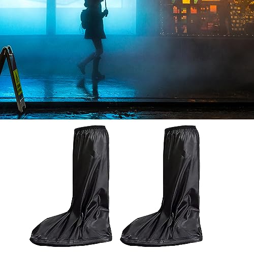 Cubierta para zapatos de lluvia Haofy PVC negra antideslizante ligera de 40 cm hasta la mitad de la pantorrilla para caminar y ciclismo al aire libre miniatura 7
