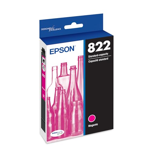 Image of Epson 822 Genuine Ink Standard Capacity Magenta Cartridge T822320 | Works with WorkForce Pro WF-3820 WF-3823 WF-4820 WF-4830 WF-4833 WF-4834 Printers