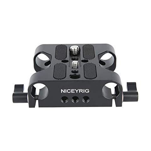 NICEYRIG Multipurpose Camera Base Plate with 15mm Rod Rail Clamp for DSLR Rig Support System Cover