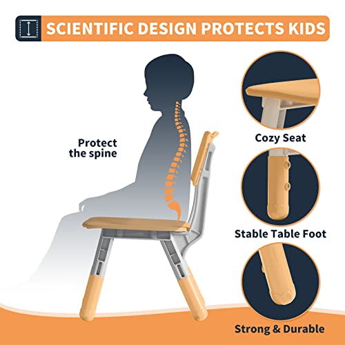 Wanan Kids Table And 4 Chairs Set, Multi Levels Height Adjustable Toddler Table And Chairs Set For Daycare, Classroom, Home, Playroom, Easy To Clean Arts & Crafts Table For Ages 2-10 (Natural) #TOP3
