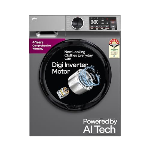 Image of Godrej 10 Kg 5 Star, 4 Years Comprehensive Warranty, AI Powered, Steam Wash, Pause The Cycle, Digi Inverter Fully Automatic Front Load Washing Machine (WFEON CEL 1014 IEBT SLSR, Silver Stream)