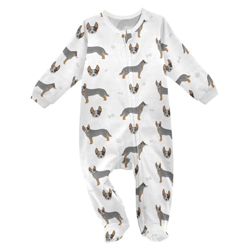Image of Australian Cattle Dog Baby One-Piece Footies Long Sleeve Rompers Pajamas Zip Front Pjs for Boys Girls kids 3M