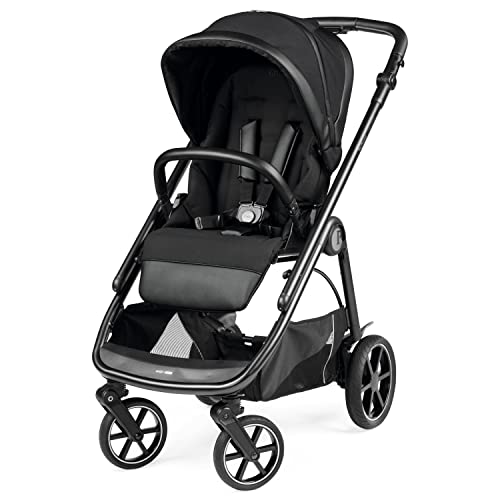 Peg Perego Veloce - Compact Full Featured Lightweight Stroller - Compatible with All Primo Viaggio 4-35 Infant Car Seats - Made in Italy - Licorice (Black &amp; Black eco-Leather)