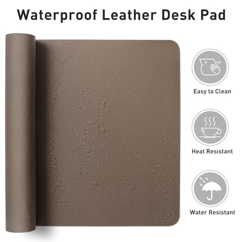 Image of Aothia Leather Desk Pad Protector, Office Mat, Large Mouse Pad, Non-Slip PU Leather Blotter, Laptop Desk Pad, Waterproof Writing Pad for Office and Home (Coffee, 31.5 inch x 15.7 inch)