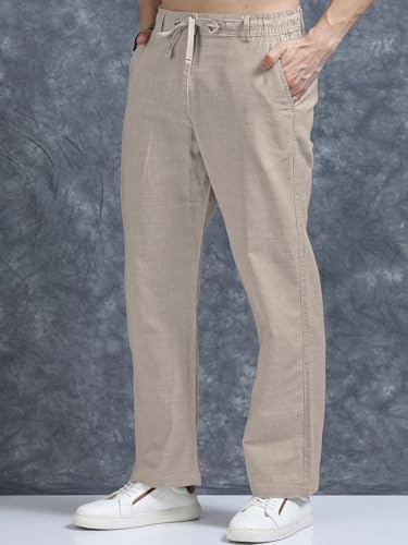 Image of Vogaan Men's Cotton Blend Casual Trousers Pants | Stylish Comfortable Trousers for Office Work and Outings