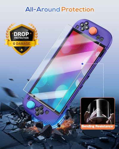Image of FYOUNG Upgrade Switch 2 Protective Case&Screen Protector Set, Dockable Cute Cover Hard Shell for Nintendo Switch 2 Console Accessories,Travel-Friendly,Kickstand Cutouts(Purple, for Switch 2 7.9inch)