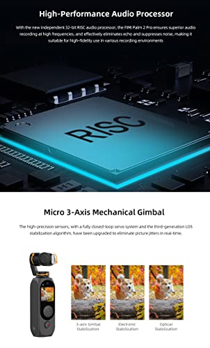 Image of FIMI Palm 2 Pro 4K Handheld 3-Axis Gimbal Camera with D1 /2 inchCMOS, 4K Video, Pocket-Sized, Smart Tracking, 12MP Photo, 3xZoom, 2600mAh Action Camera for Vlog & YouTube