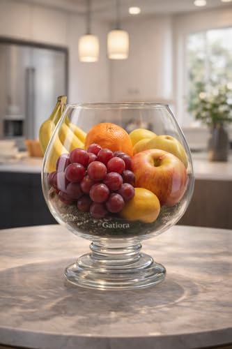Image of Glass Fish Bowl /Terrarium Wine Cup Decorative Glass Aquarium for Home Decor Elegant Centerpiece for Living Room, Office & Balcony Ideal for Displaying Plants, Pebbles & Fish (10 Inch)