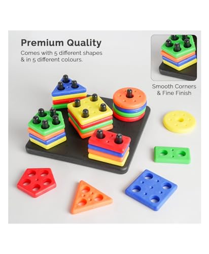 Image of Geometrics Educational & Learning Square Shape Sorter Toys for Kids Smart Creative Activity Fun & Learning Toy Blocks Multicolor Stacking Block Game for Kids