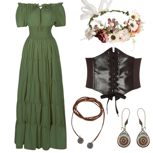 Disfraz renacentista medieval para mujer 5 piezas