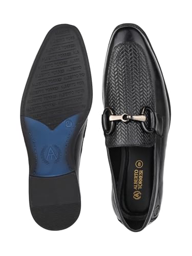 Image of ALBERTO TORRESI Premium Branded Horsebit Formal Leather Loafer with TPR Sole and Heel Support