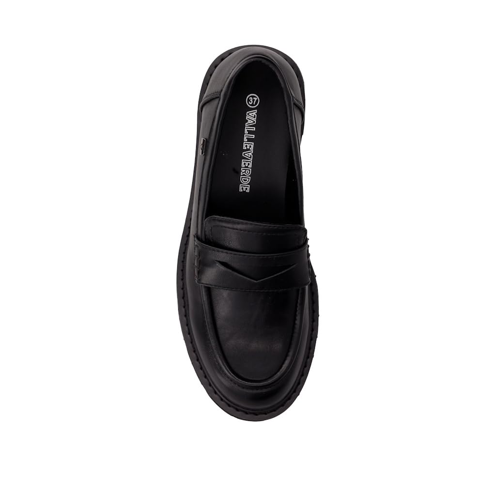 Valleverde 44520 Mocassini Casual Donna Pelle Sintetica Nero Tacco Grosso 3Cm Suola Gomma