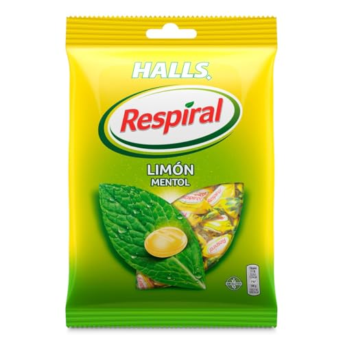 Halls Respiral Caramelos Sabor Limón y menta, Sin Gluten, Bolsa de 150 gr