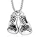 AMOZ Boxing Gloves Pendant Necklace, Stainless Steel Cool Punk Men Fitness Sport Ideas Gift Keychain Jewelry, 24 inch Pearl Sweater Chain Classic
