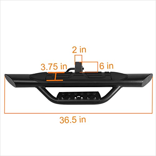 Universal Oval Steel Trailer Tow Hitch Step Bar w/Drop Step Pads for Pickup Truck 2\" Receiver | 36.5\" Wide X 3.75\" OD (Black) - Thumbnail 3