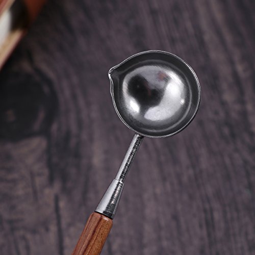 Supvox Siegelwachs Löffel, Siegelwachs Schmelzlöffel zum Siegeln Stempel mit einem runden Holzgriff (1,2 Zoll)
