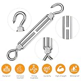 2 Pcs M6 Turnbuckle Wire Tensioners & 8 M3 Stainless Steel Turnbuckles Hooks Clamps & 8 M3 Steel Wire Rope Tensioner Vine Eyes Cable Tension Wire Rope Kit for Garden Washing Line Tensioner - Image 5