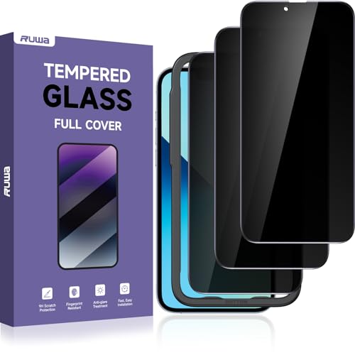 Verre trempé anti-peep iPhone 14 Plus et 13 Pro Max anti-rayure avec kit de pose Ruwa