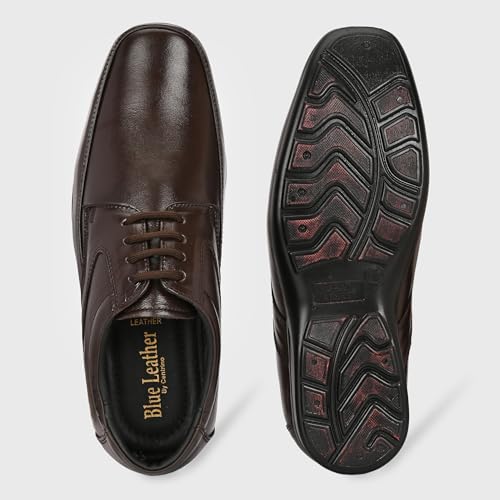 Image of Blue Leather By Centrino mens 4081 Blue Leather Men's Formal Shoes | Genuine Leather Upper with Cushioned Footbed | Sleek & Stylish Design for Office & Formal Wear Lace-up design | Durable Anti-Skid Sole