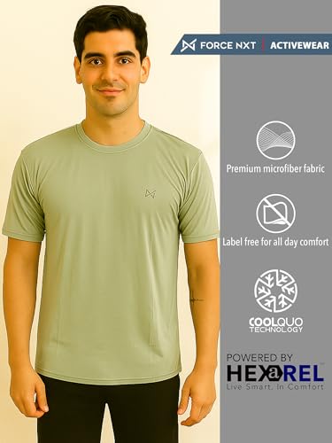 Image of Force NXT Anti Viral Anti Odour Cool Men Round Neck T-Shirt | Sportswear Breathable Solid Men T-Shirt for Gym, Running, Workout, and Casual Wear | Pack of 5